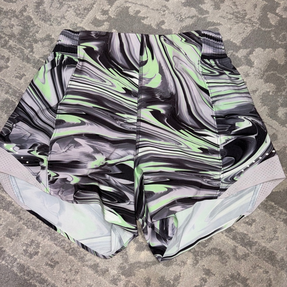 lululemon athletica Black and Green Swirl Athletic Shorts